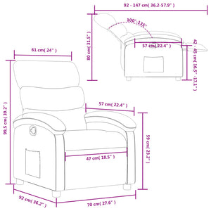 vidaXL Recliner Chair Light Gray Fabric-8