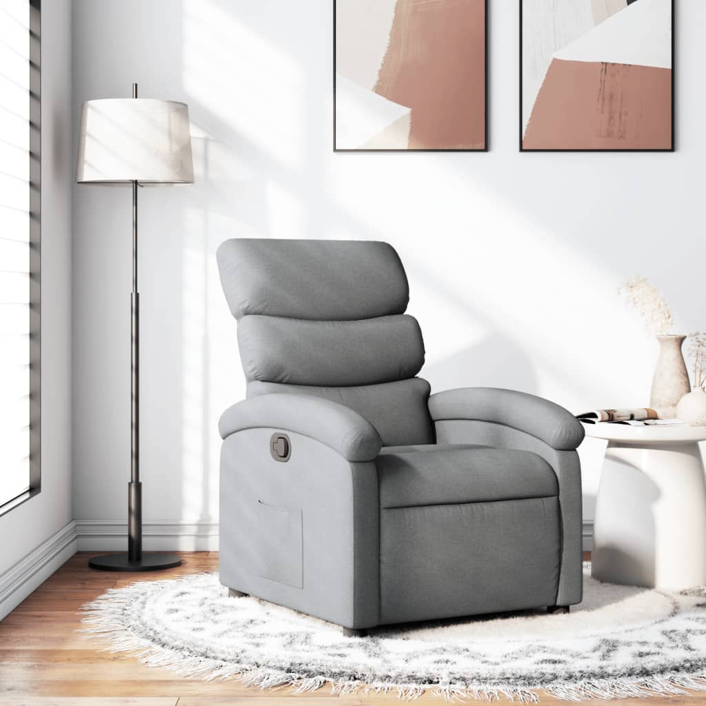 vidaXL Recliner Chair Light Gray Fabric-0