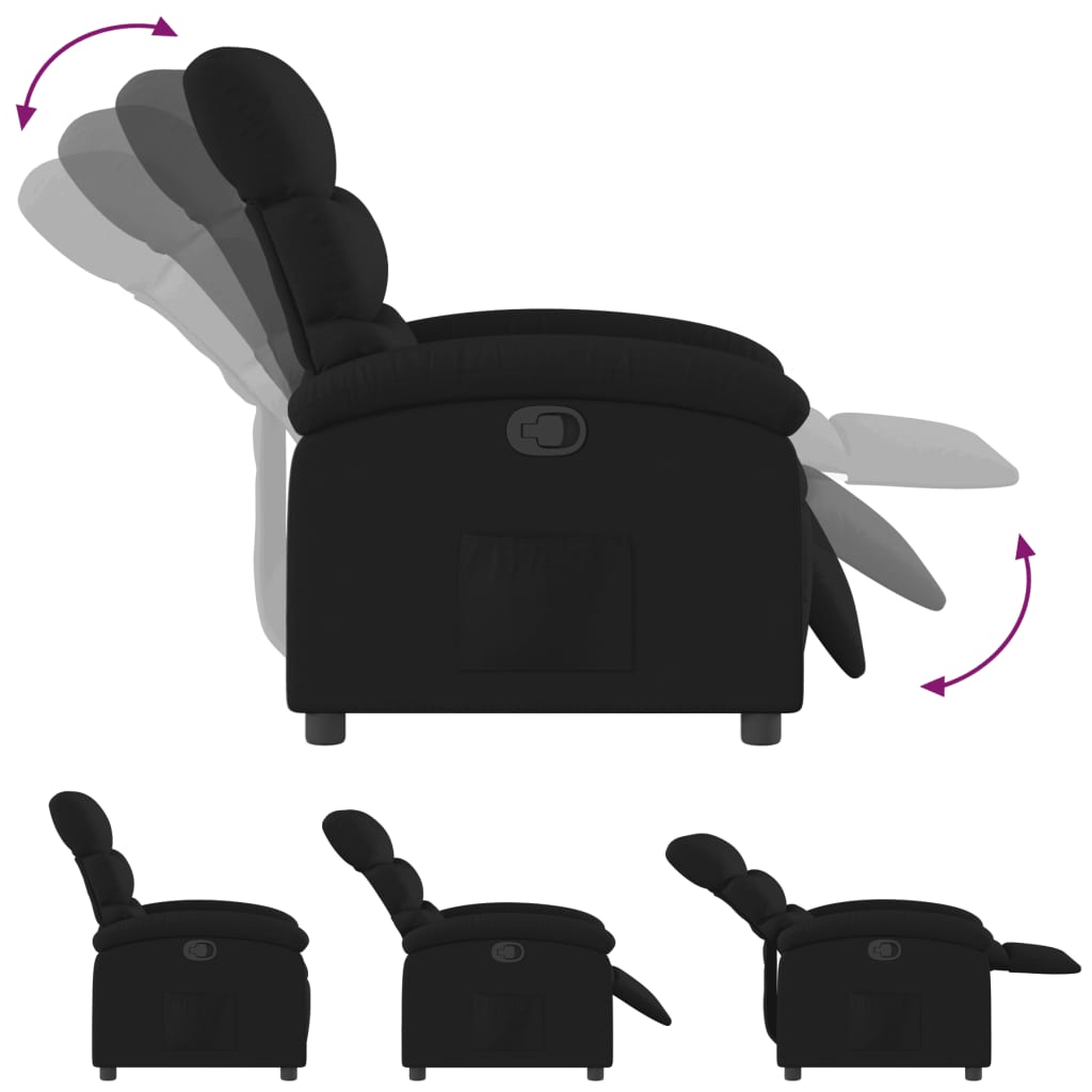 vidaXL Recliner Chair Black Fabric-4