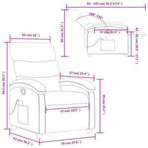 vidaXL Massage Recliner Chair Light Gray Fabric-8