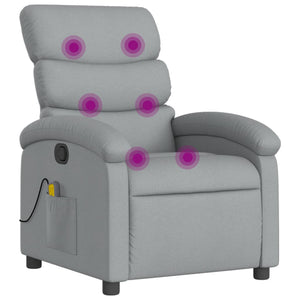 vidaXL Massage Recliner Chair Light Gray Fabric-5