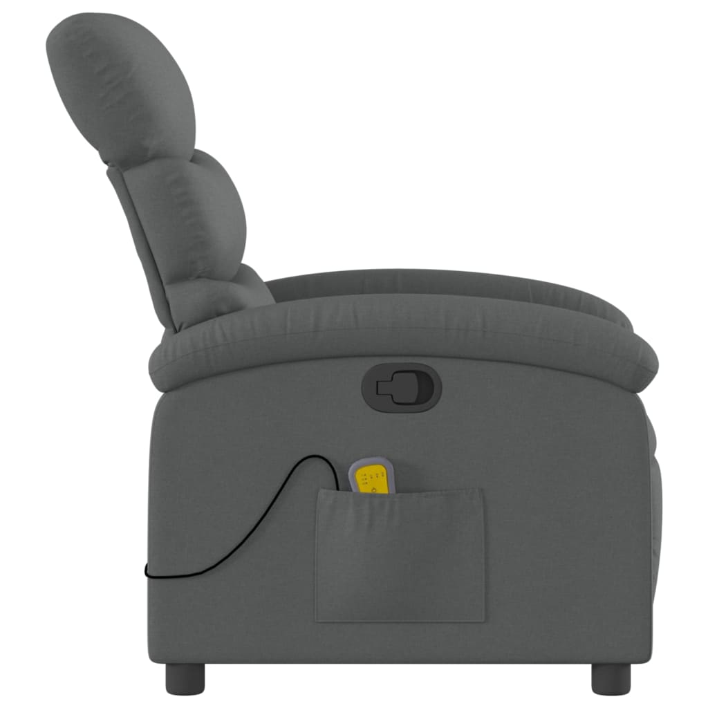 vidaXL Massage Recliner Chair Dark Gray Fabric-2