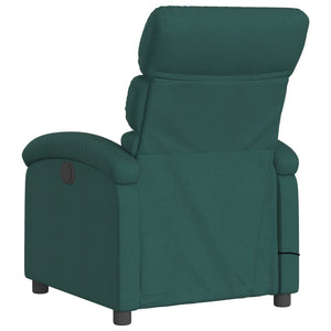 vidaXL Massage Recliner Chair Dark Green Fabric-3