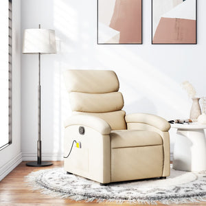 vidaXL Massage Recliner Chair Cream Fabric-0