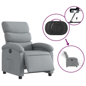 vidaXL Electric Recliner Chair Light Gray Fabric-3