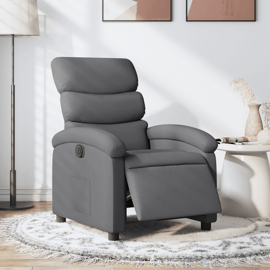 vidaXL Electric Recliner Chair Dark Gray Fabric-0