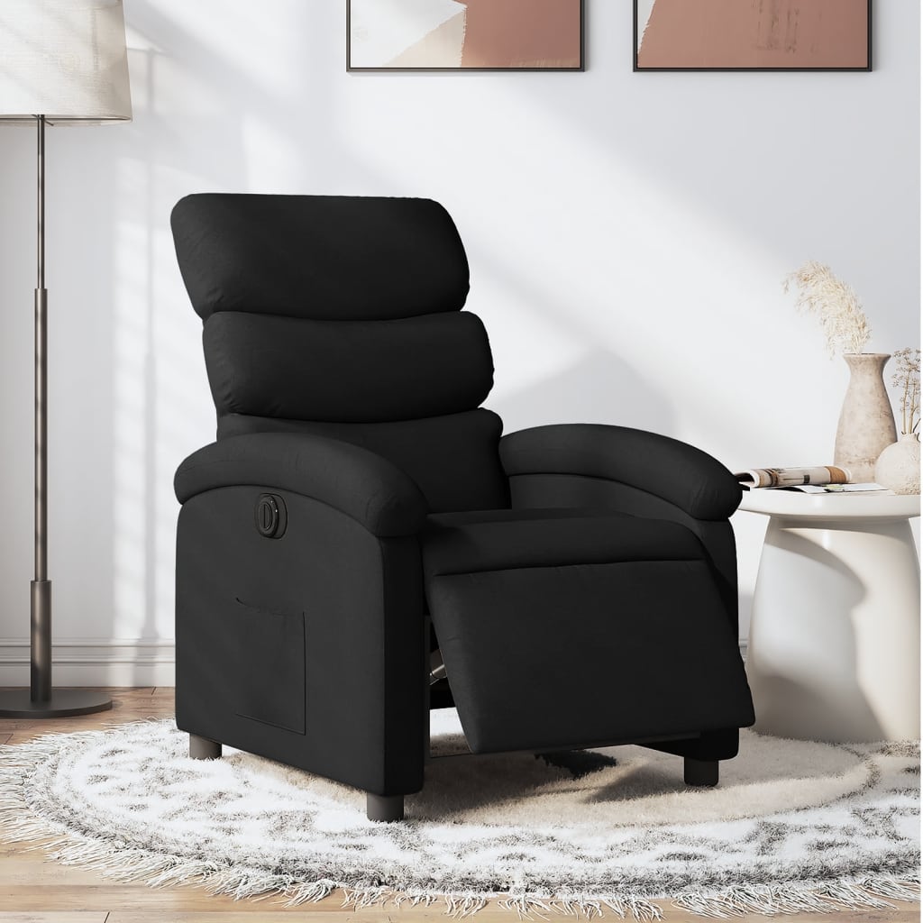 vidaXL Electric Recliner Chair Black Fabric-0