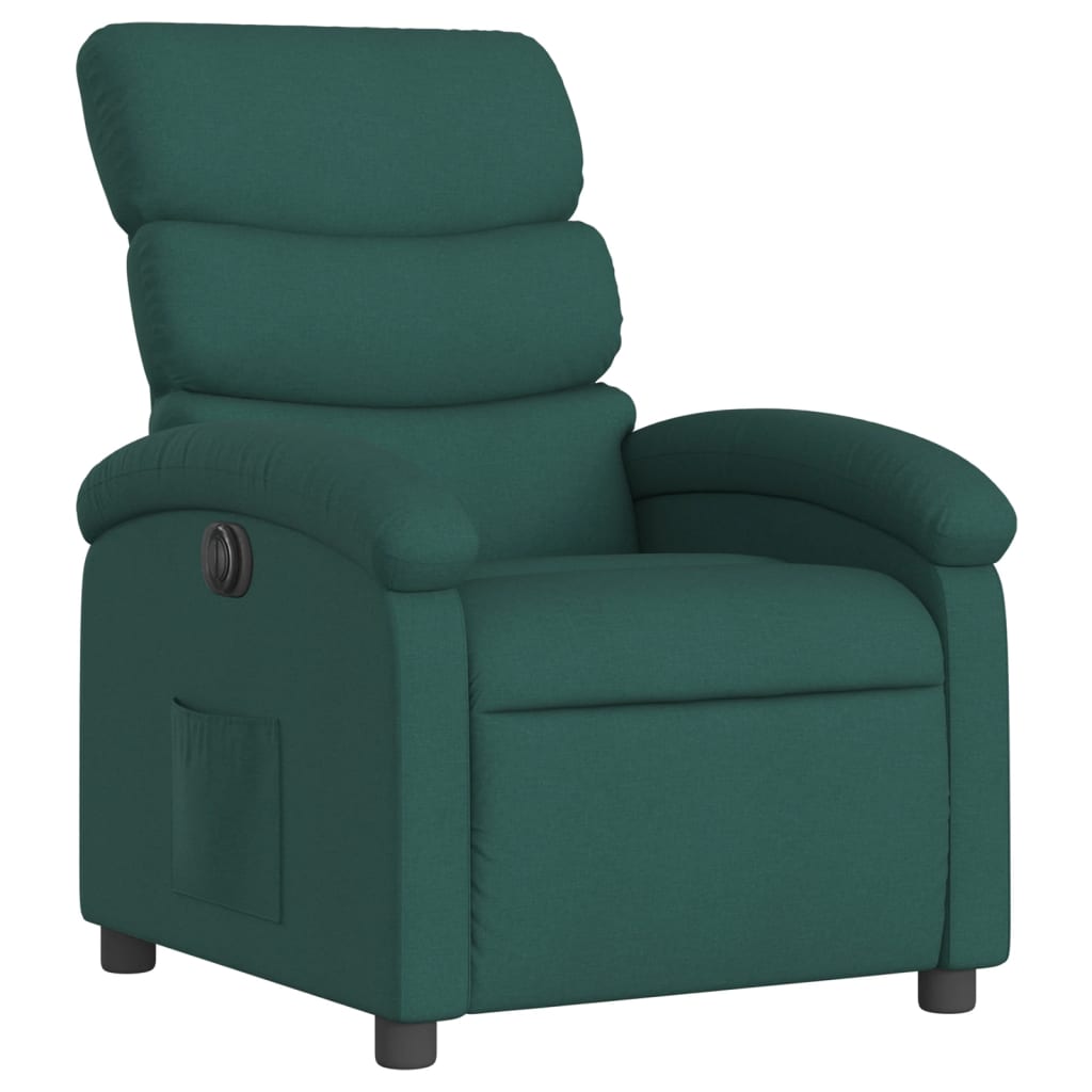 vidaXL Electric Recliner Chair Dark Green Fabric-1