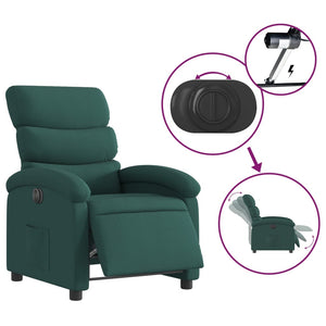 vidaXL Electric Recliner Chair Dark Green Fabric-3