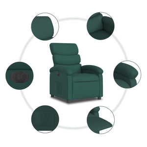 vidaXL Electric Recliner Chair Dark Green Fabric-5