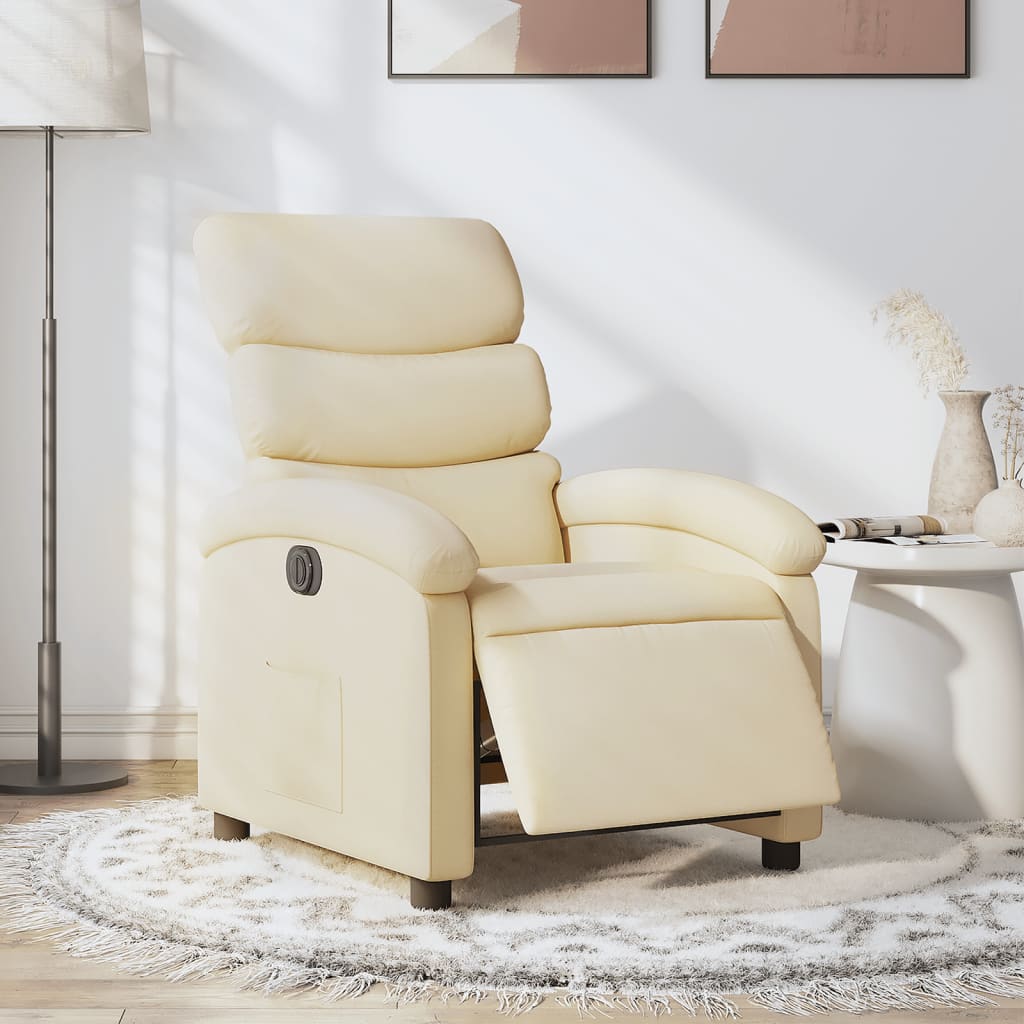 vidaXL Electric Recliner Chair Cream Fabric-0