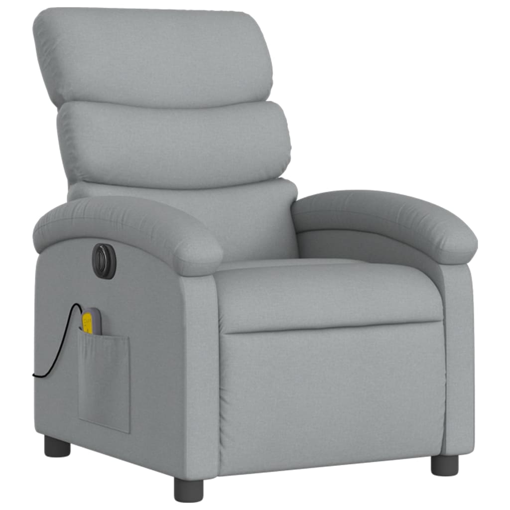 vidaXL Electric Massage Recliner Chair Light Gray Fabric-1