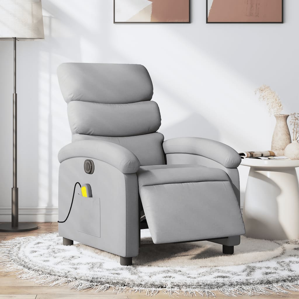 vidaXL Electric Massage Recliner Chair Light Gray Fabric-0