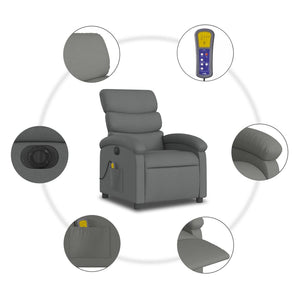 vidaXL Electric Massage Recliner Chair Dark Gray Fabric-5