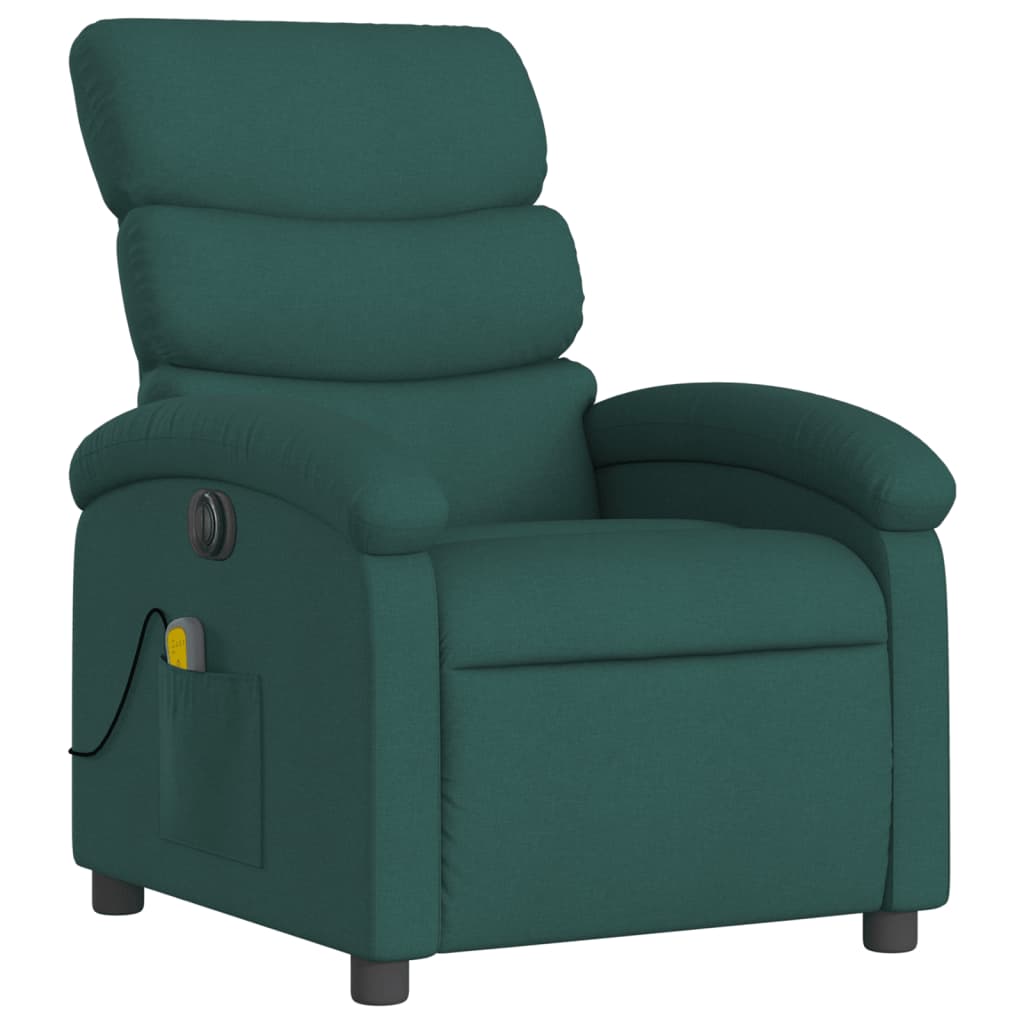 vidaXL Electric Massage Recliner Chair Dark Green Fabric-1