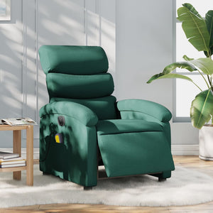 vidaXL Electric Massage Recliner Chair Dark Green Fabric-0