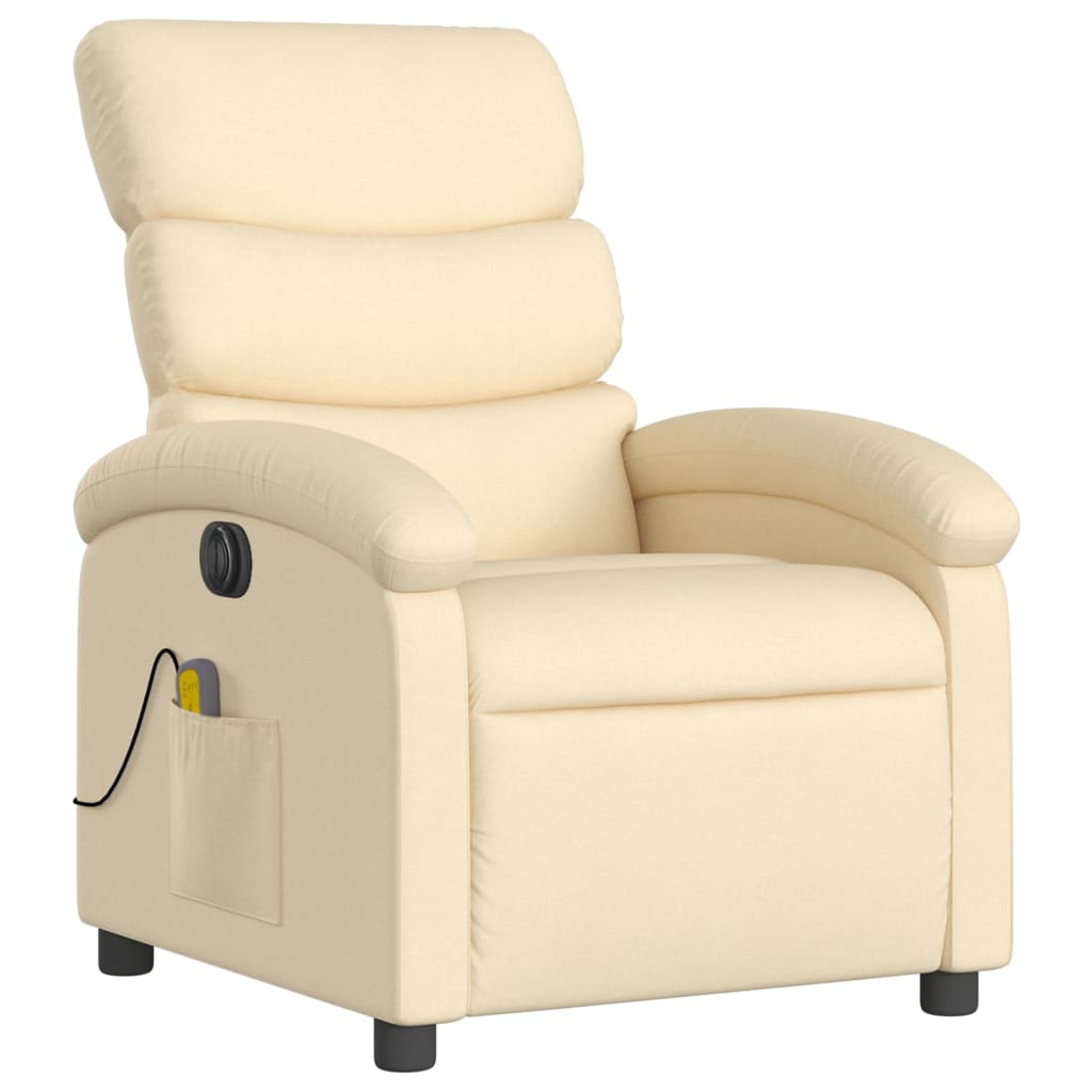 vidaXL Electric Massage Recliner Chair Cream Fabric-1
