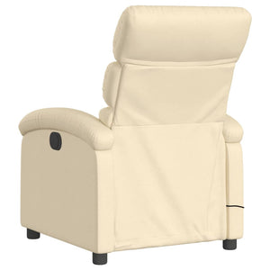 vidaXL Electric Massage Recliner Chair Cream Fabric-2