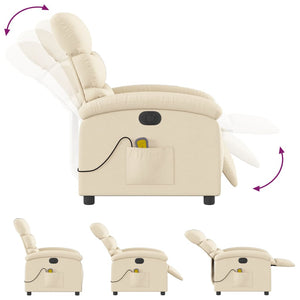 vidaXL Electric Massage Recliner Chair Cream Fabric-4
