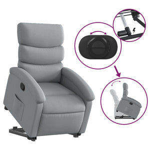 vidaXL Stand up Recliner Chair Light Gray Fabric-3