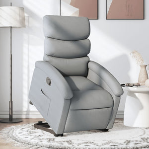 vidaXL Stand up Recliner Chair Light Gray Fabric-0