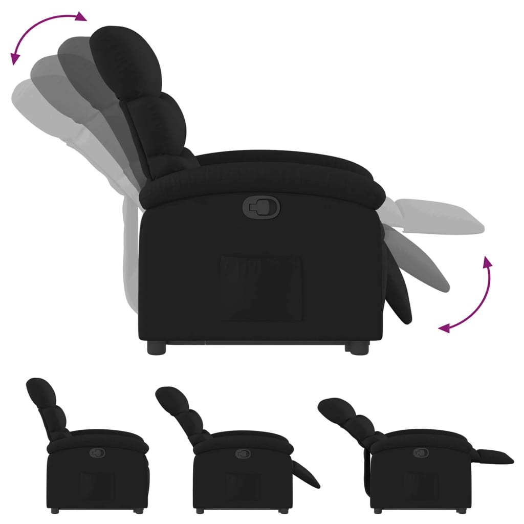 vidaXL Stand up Recliner Chair Black Fabric-3