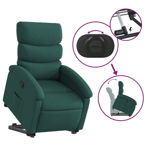 vidaXL Stand up Recliner Chair Dark Green Fabric-3