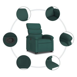 vidaXL Stand up Recliner Chair Dark Green Fabric-5