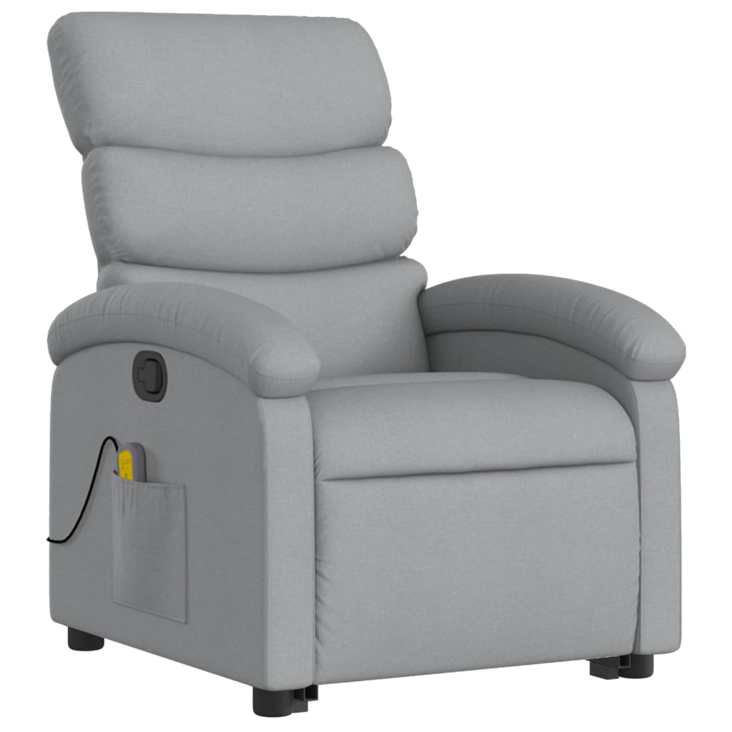 vidaXL Stand up Massage Recliner Chair Light Gray Fabric-1