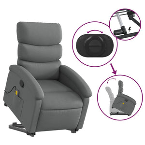 vidaXL Stand up Massage Recliner Chair Dark Gray Fabric-7