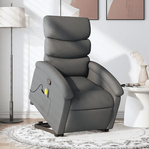 vidaXL Stand up Massage Recliner Chair Dark Gray Fabric-0