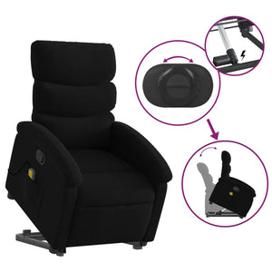 vidaXL Stand up Massage Recliner Chair Black Fabric-3