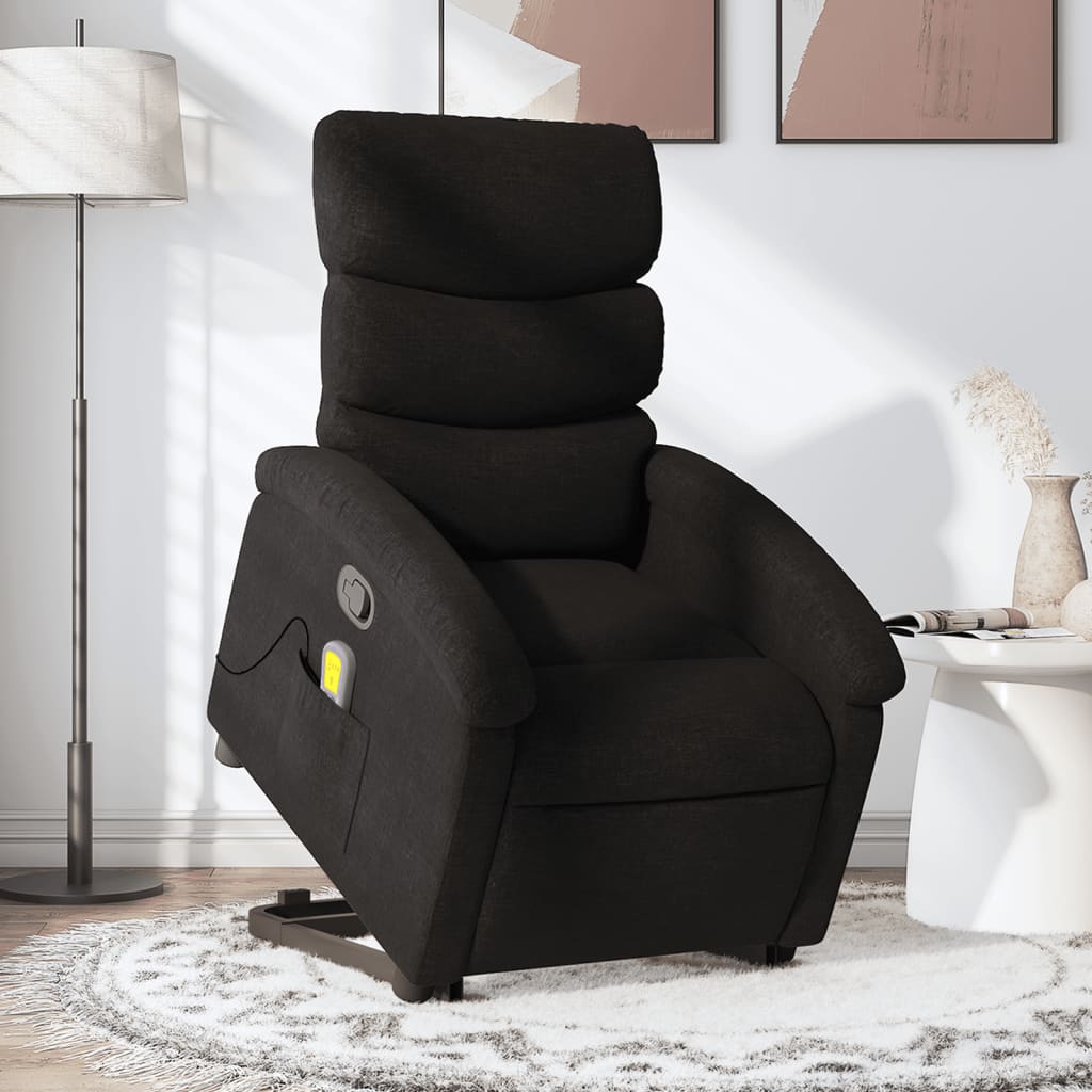 vidaXL Stand up Massage Recliner Chair Black Fabric-0