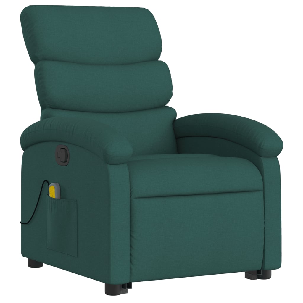 vidaXL Stand up Massage Recliner Chair Dark Green Fabric-1