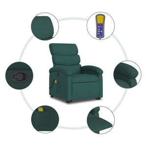 vidaXL Stand up Massage Recliner Chair Dark Green Fabric-4