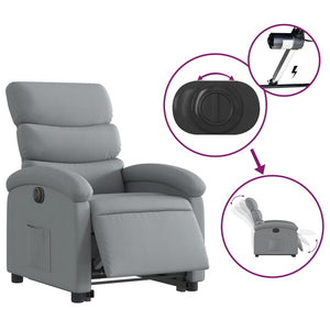 vidaXL Electric Stand up Recliner Chair Light Gray Fabric-3