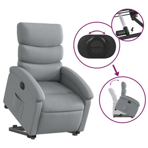 vidaXL Electric Stand up Recliner Chair Light Gray Fabric-7