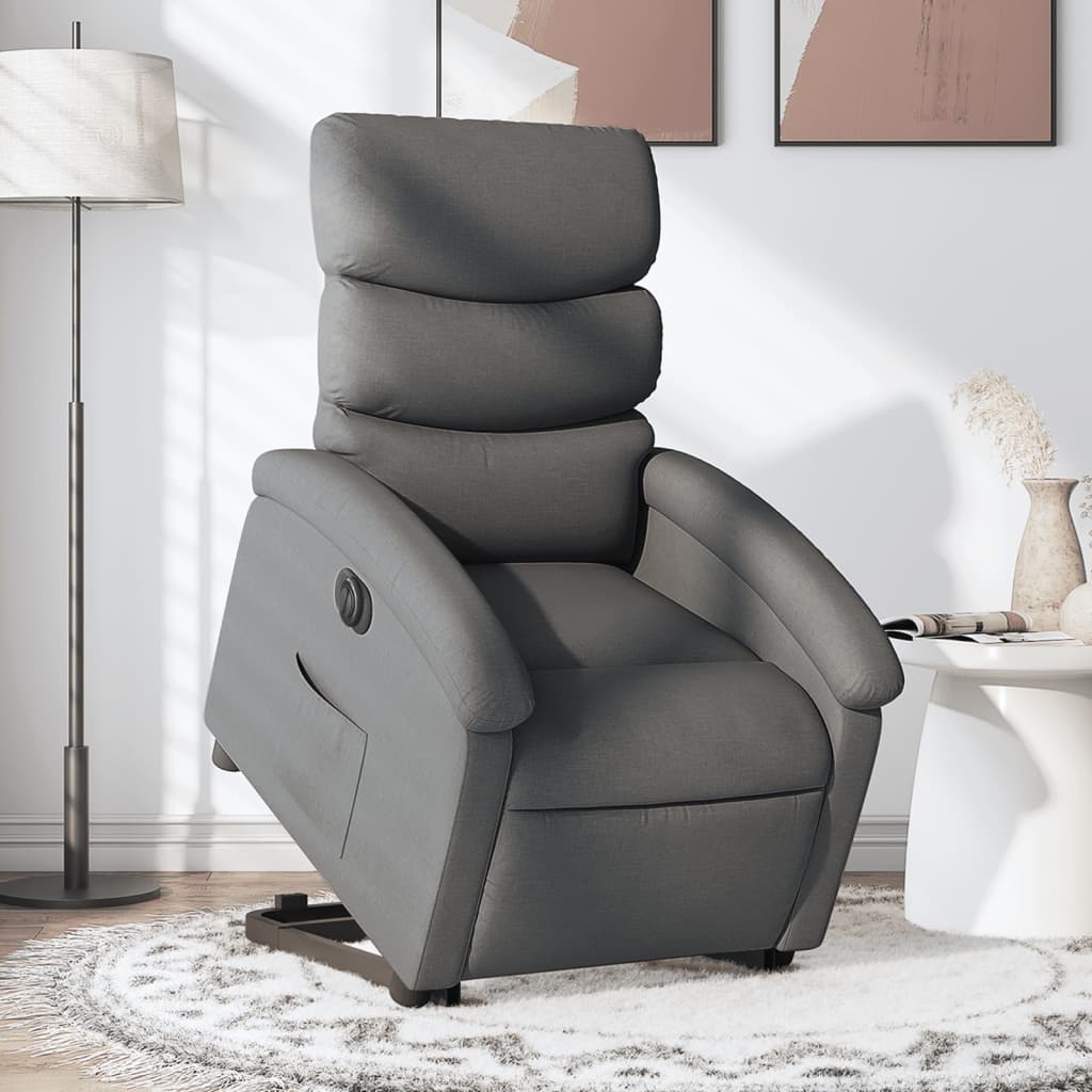 vidaXL Electric Stand up Recliner Chair Dark Gray Fabric-0