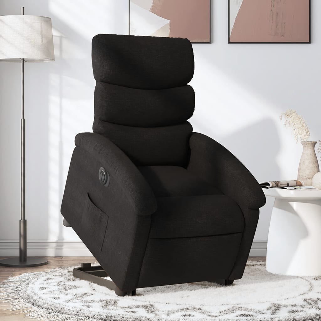 vidaXL Electric Stand up Recliner Chair Black Fabric-0