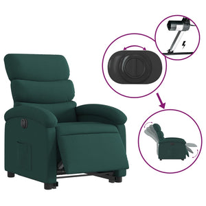 vidaXL Electric Stand up Recliner Chair Dark Green Fabric-3