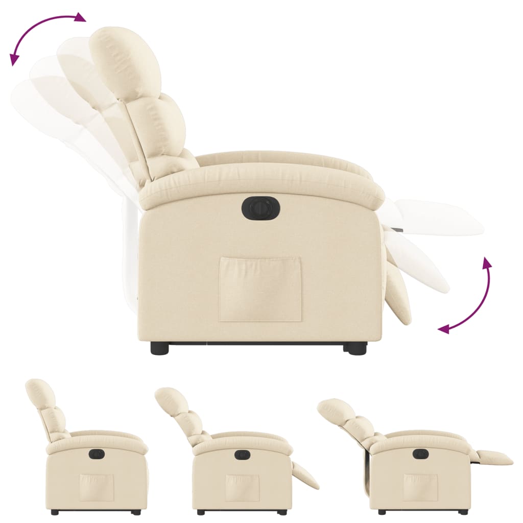 vidaXL Electric Stand up Recliner Chair Cream Fabric-4