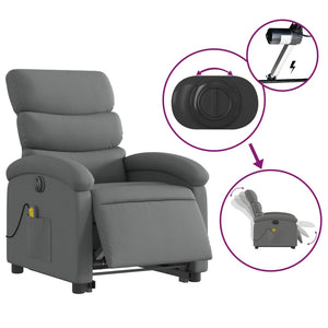 vidaXL Electric Stand up Massage Recliner Chair Dark Gray Fabric-3