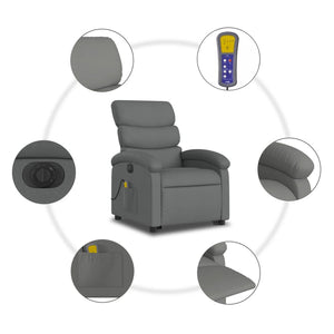 vidaXL Electric Stand up Massage Recliner Chair Dark Gray Fabric-5