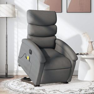 vidaXL Electric Stand up Massage Recliner Chair Dark Gray Fabric-0