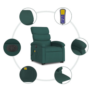 vidaXL Electric Stand up Massage Recliner Chair Dark Green Fabric-5