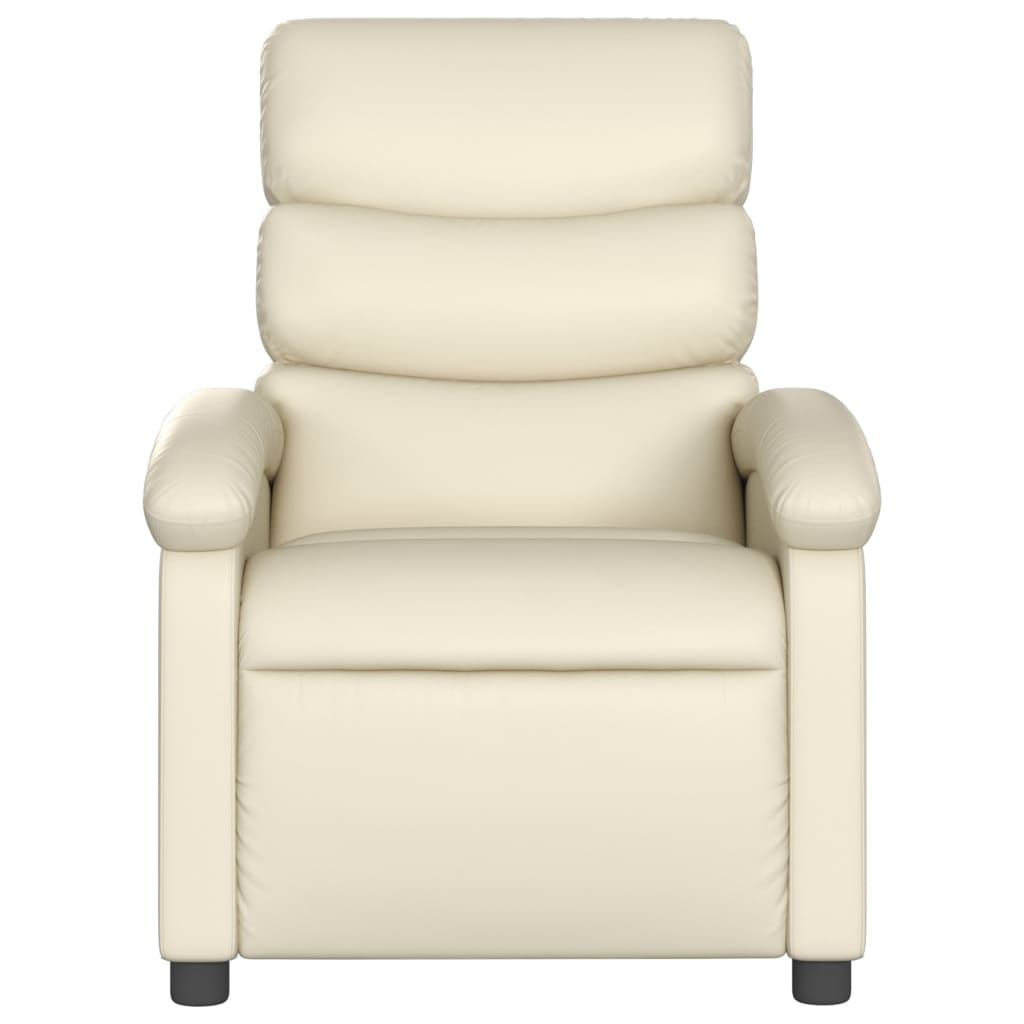 vidaXL Massage Recliner Chair Cream Faux Leather-1