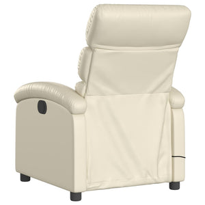 vidaXL Massage Recliner Chair Cream Faux Leather-3