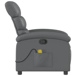 vidaXL Massage Recliner Chair Gray Faux Leather-2