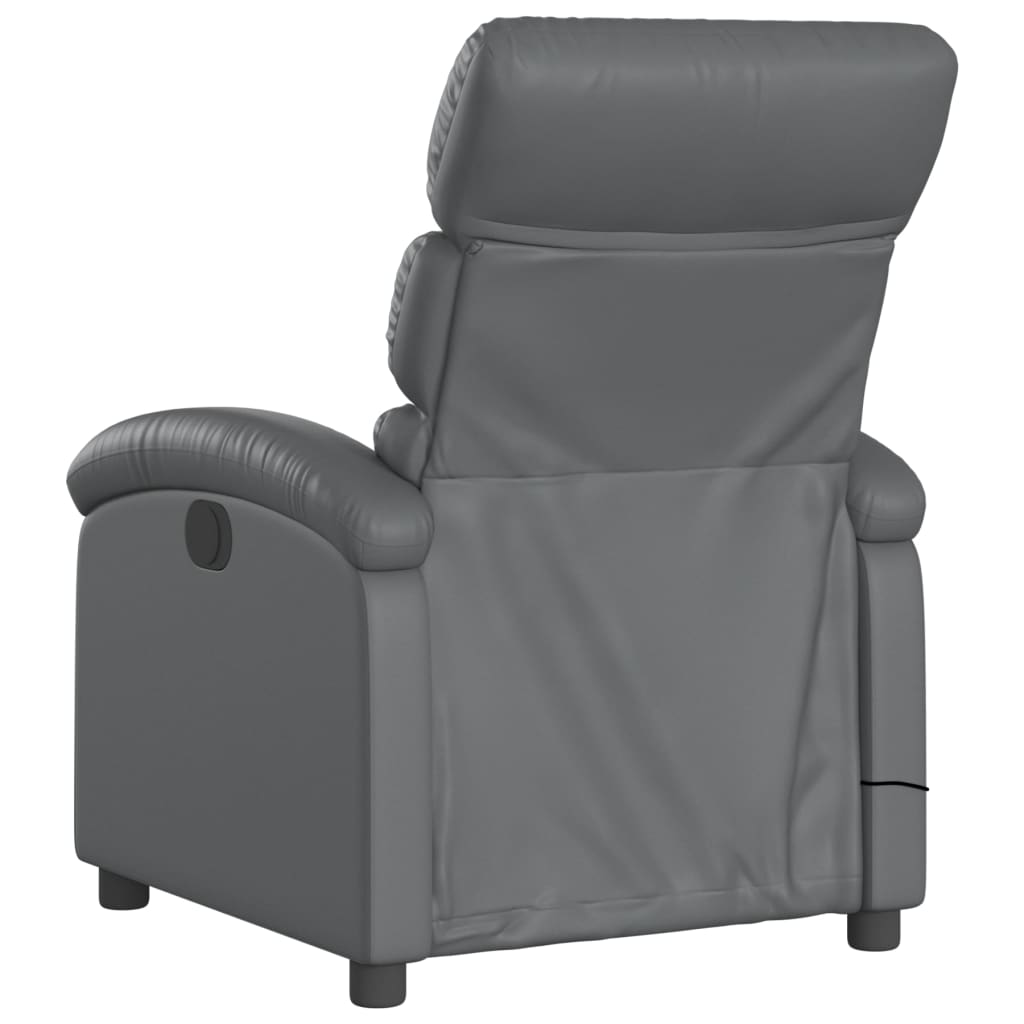 vidaXL Massage Recliner Chair Gray Faux Leather-3