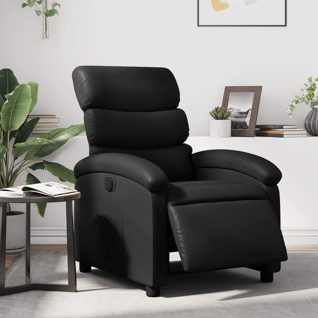 vidaXL Electric Recliner Chair Black Faux Leather-0